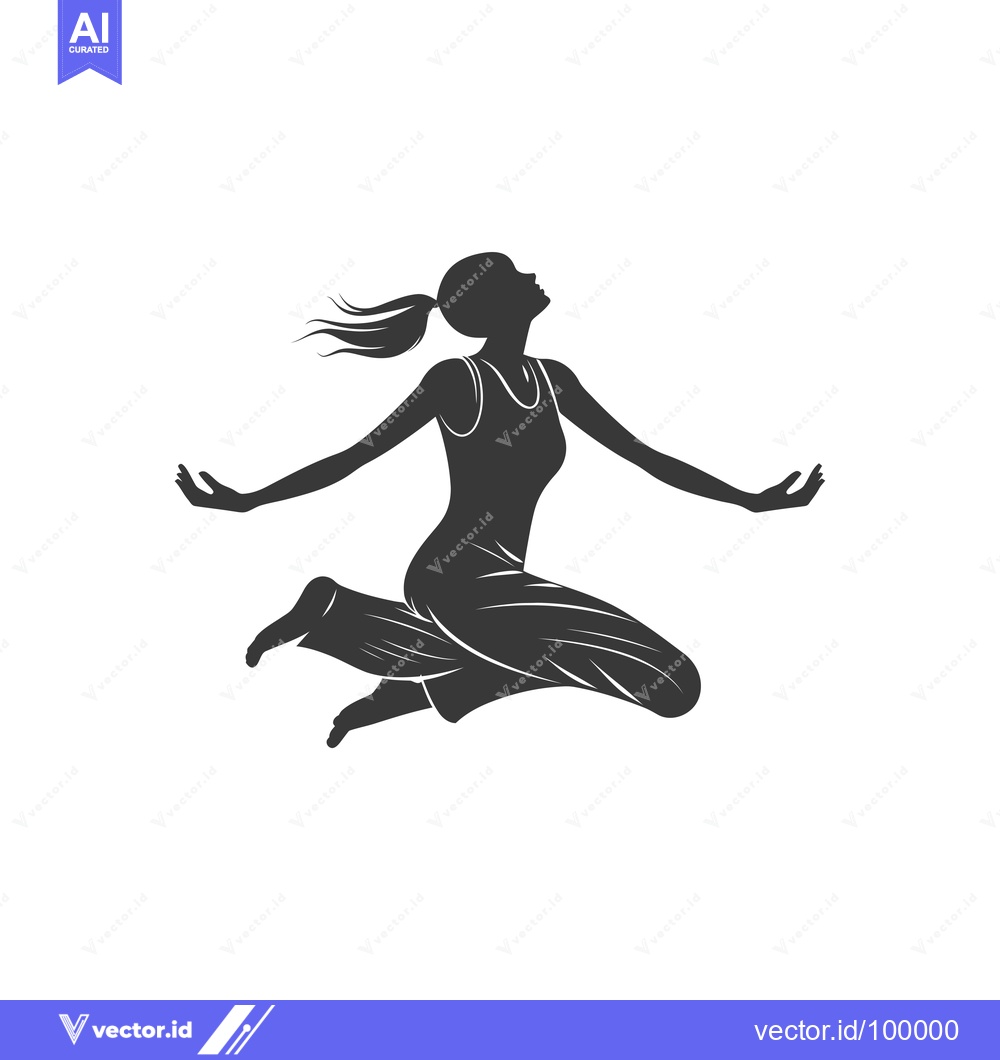 Premium Vector of Silhouette of a woman with arms outstretched, jumping and looking up