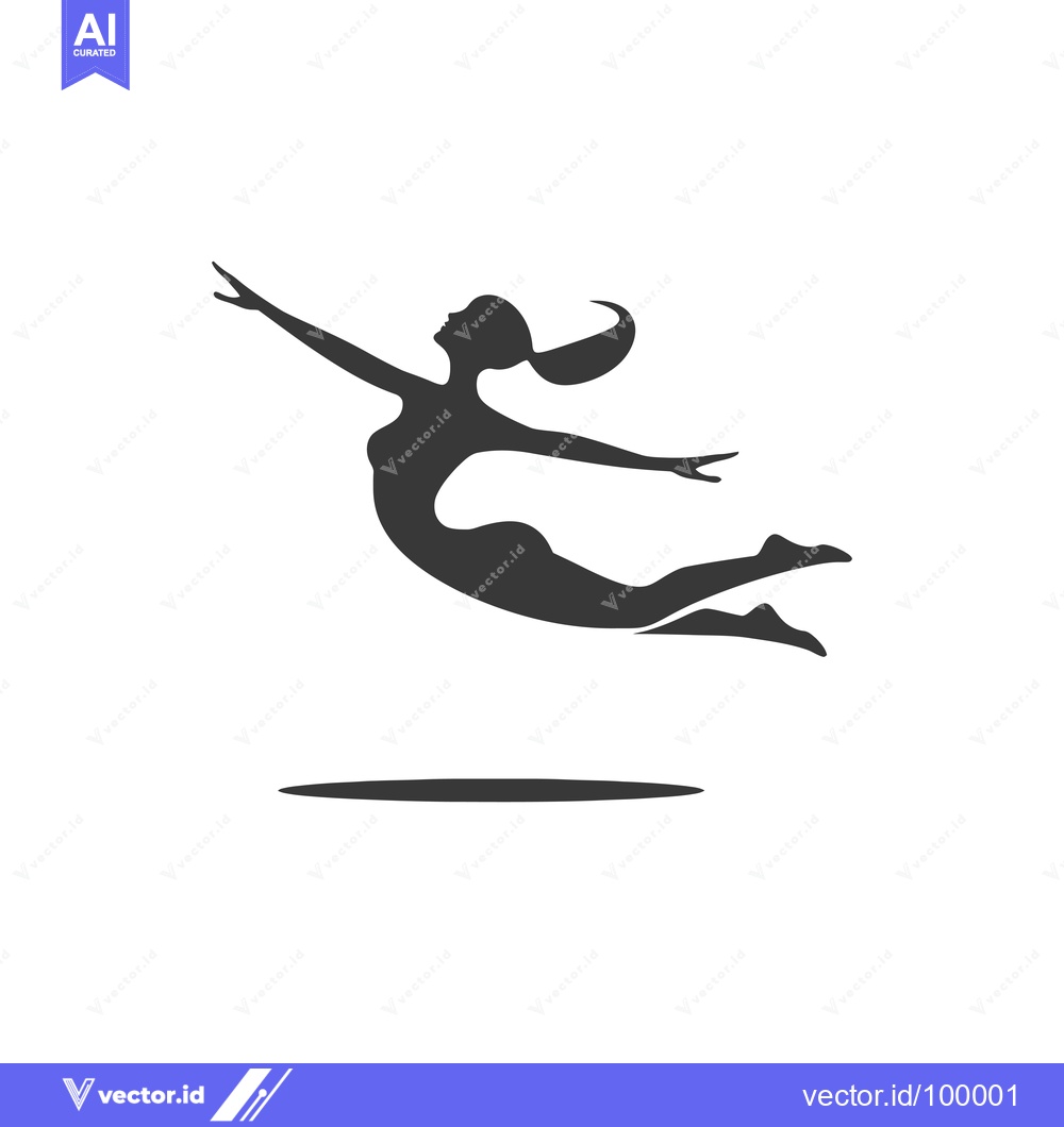 Premium Vector dari Silhouette of a woman with arms outstretched jumping over a circle
