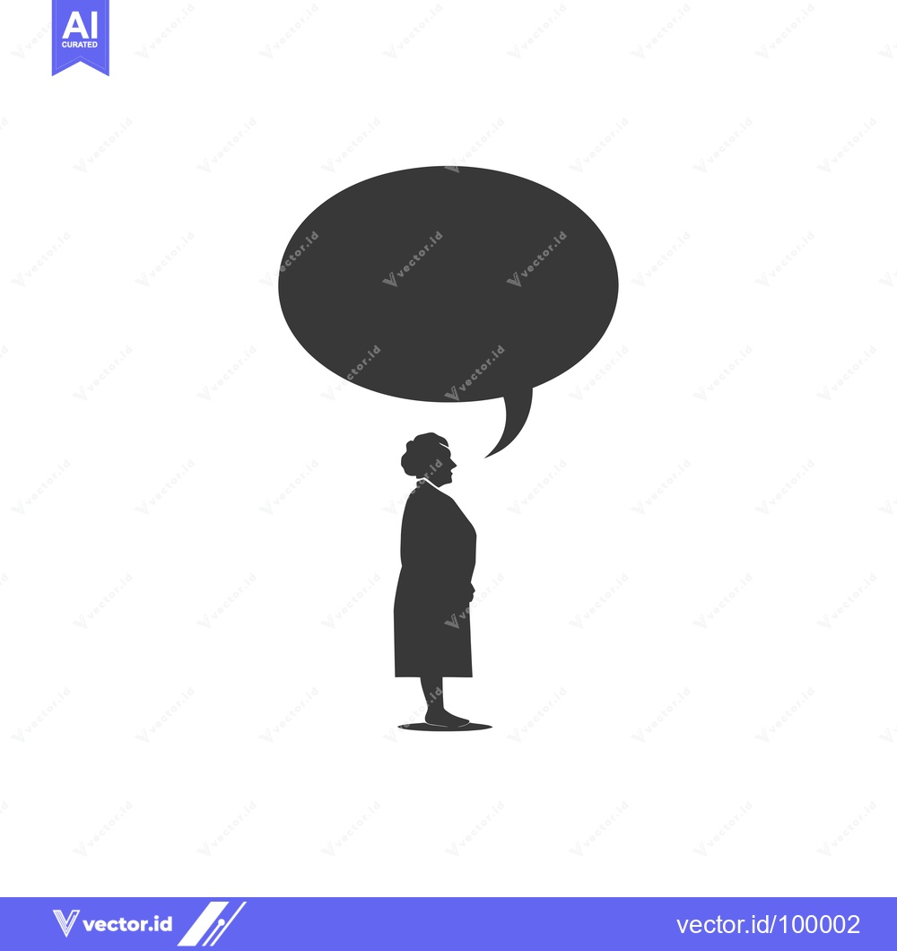 Premium Vector dari Silhouette of a woman with a speech bubble above her head.