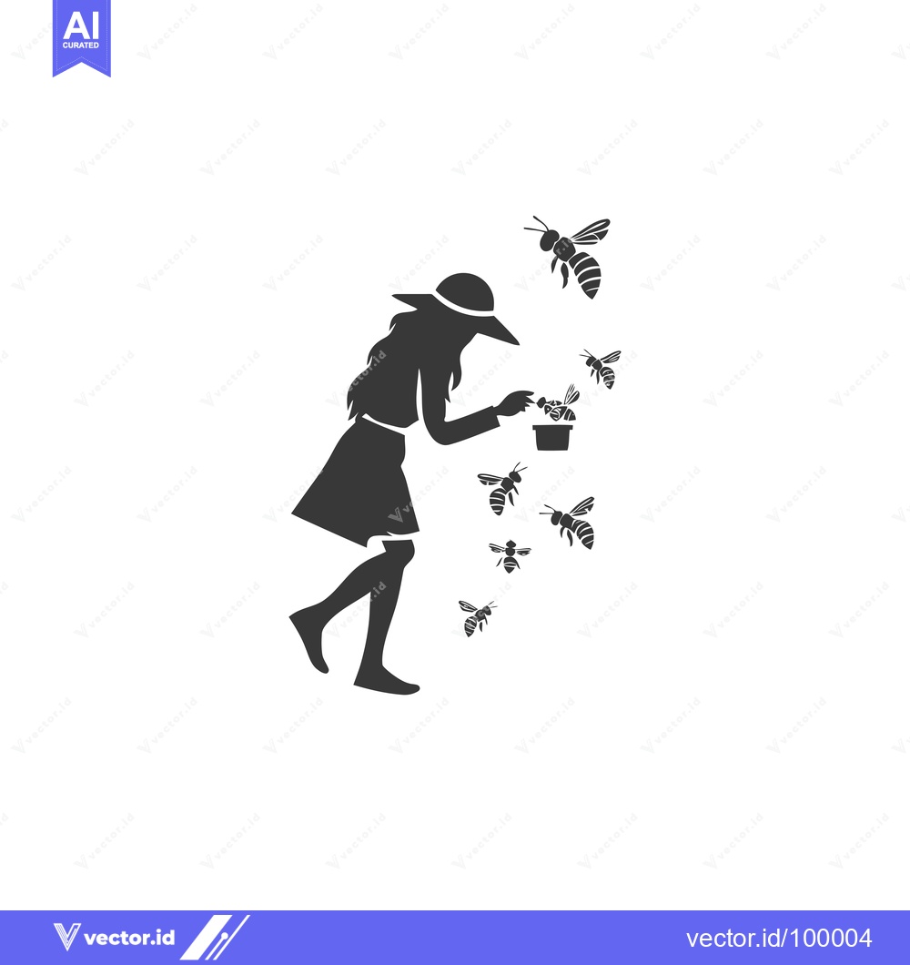 Premium Vector of Silhouette of a Woman with Bees Around Her