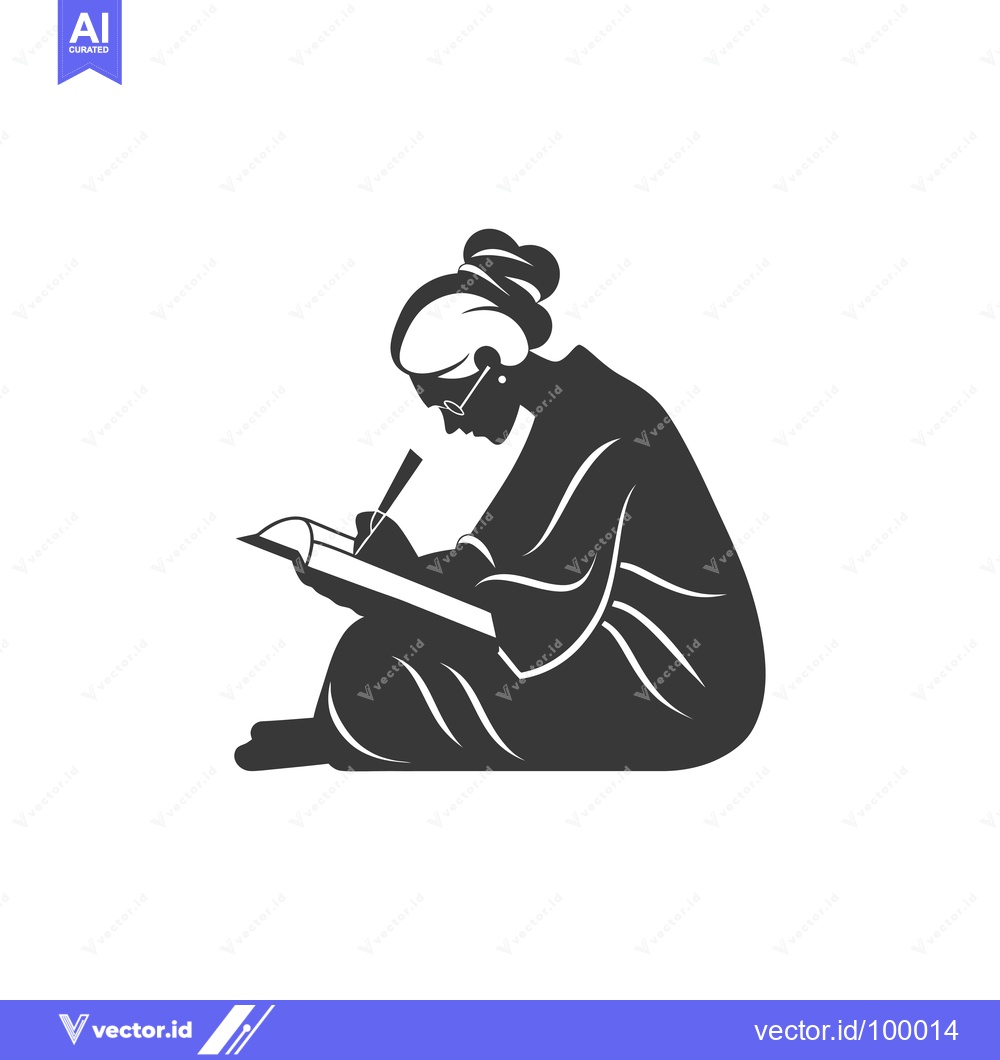 Premium Vector of Silhouette of a woman with glasses writing in a book