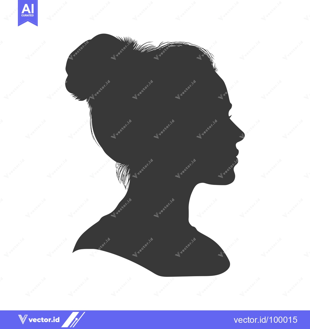 Premium Vector dari Silhouette of a Woman with Hair Pulled Up in a Bun