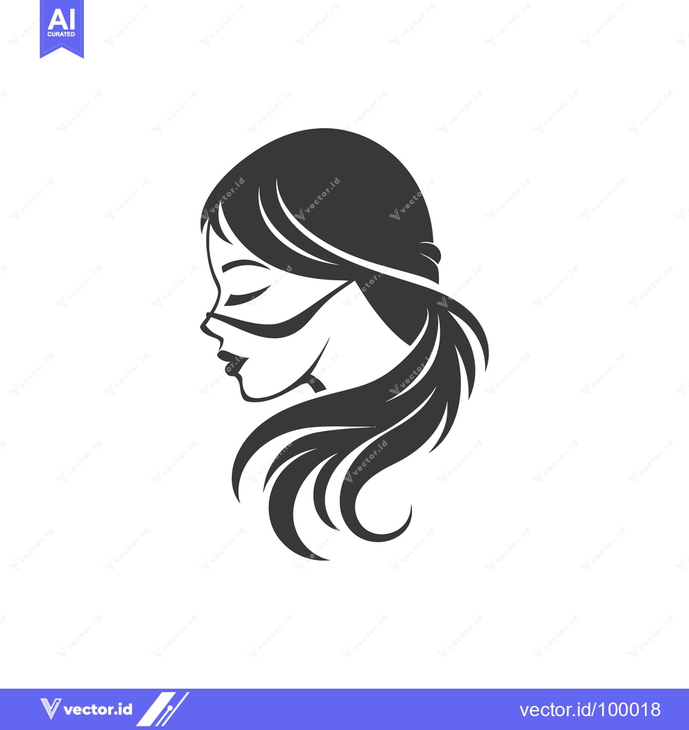 Premium Vector of Silhouette of a Woman with Long Hair and a Headband