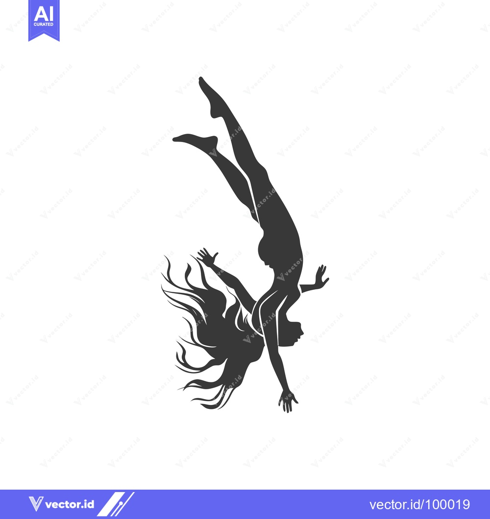 Premium Vector dari Silhouette of a woman with long hair falling backwards