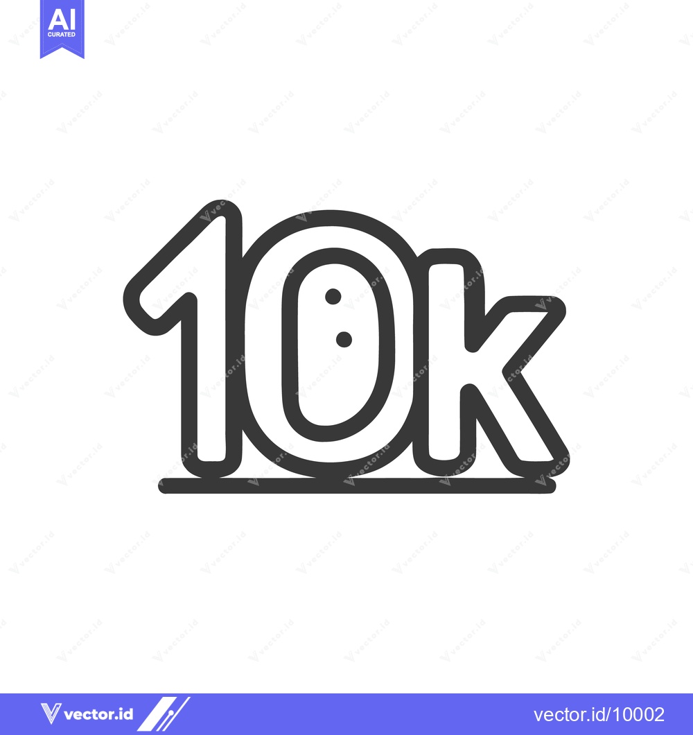 Premium Vector dari Bold 10k Followers Milestone: Stylish Hand-Drawn Line Art Graphic