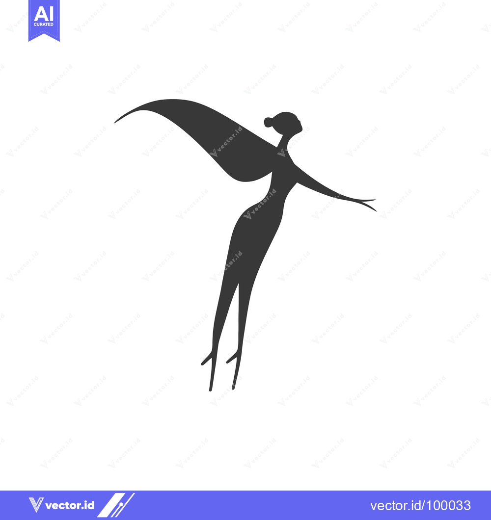 Premium Vector dari Silhouette of a Woman with Wings Spreading Her Arms
