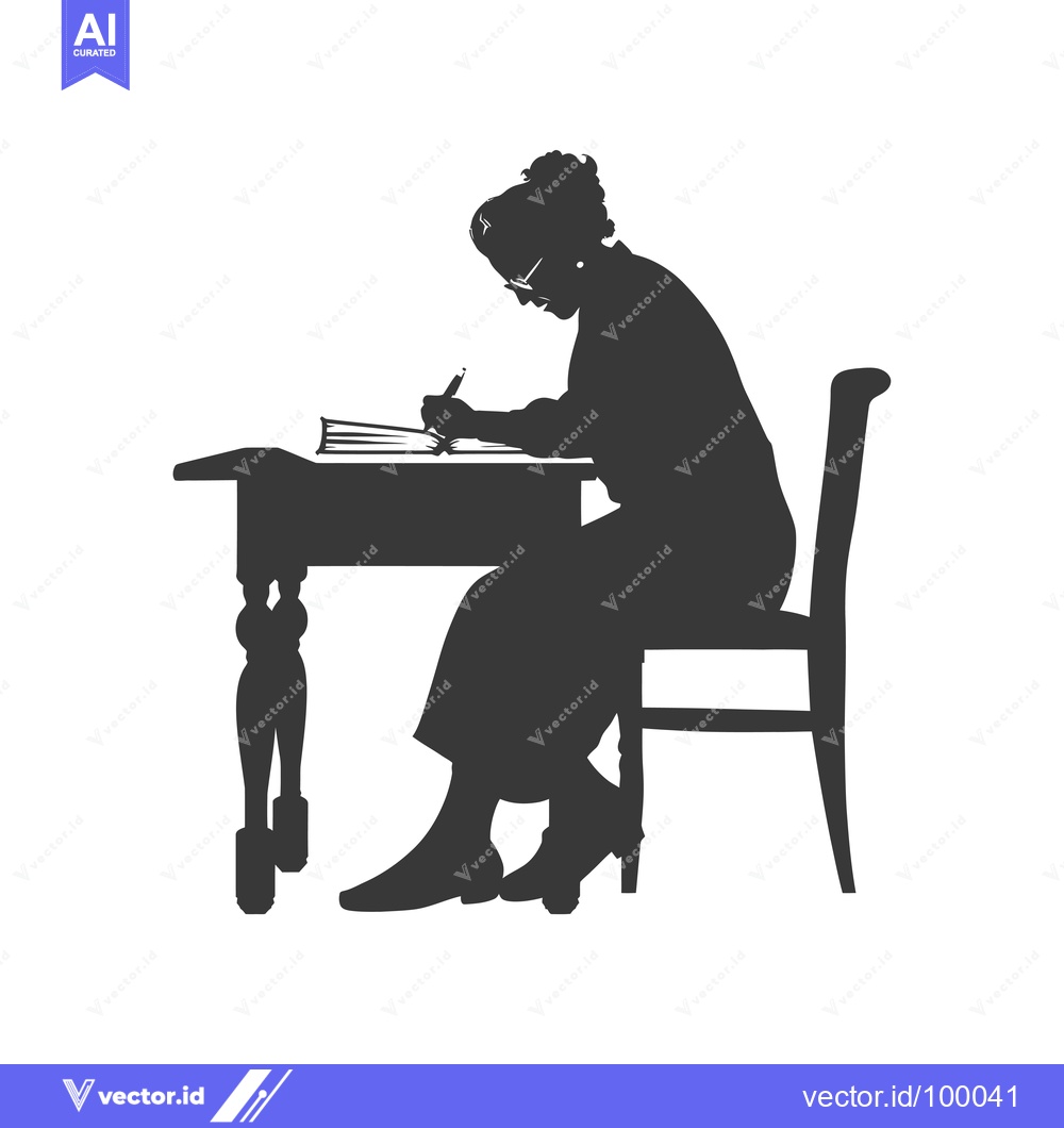 Premium Vector of Silhouette of a woman writing at a desk