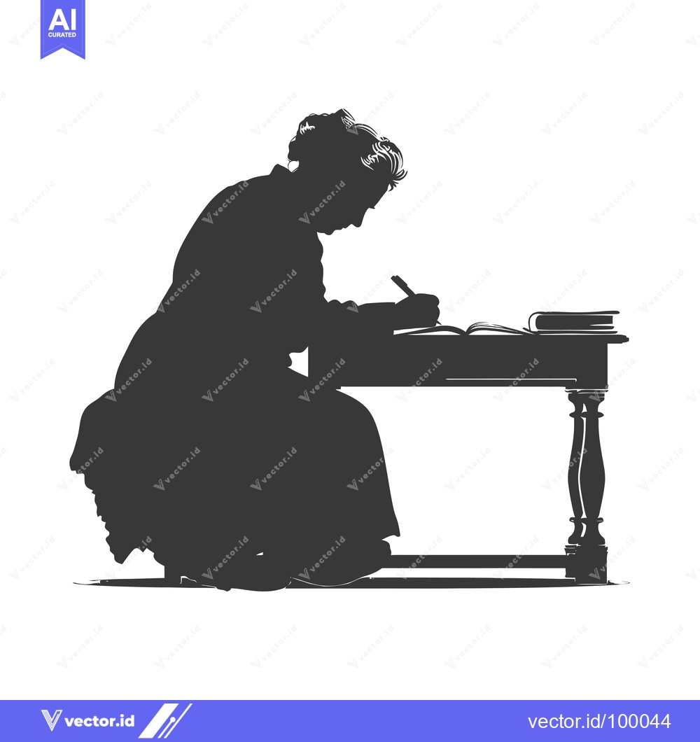 Premium Vector of Silhouette of a woman writing at a desk