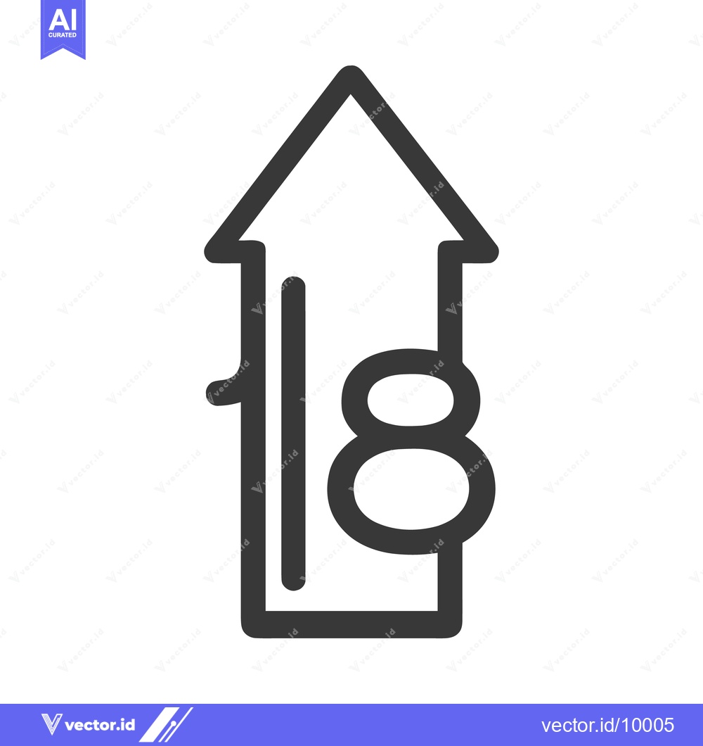 Premium Vector dari Upward Arrow with Number 18 Icon