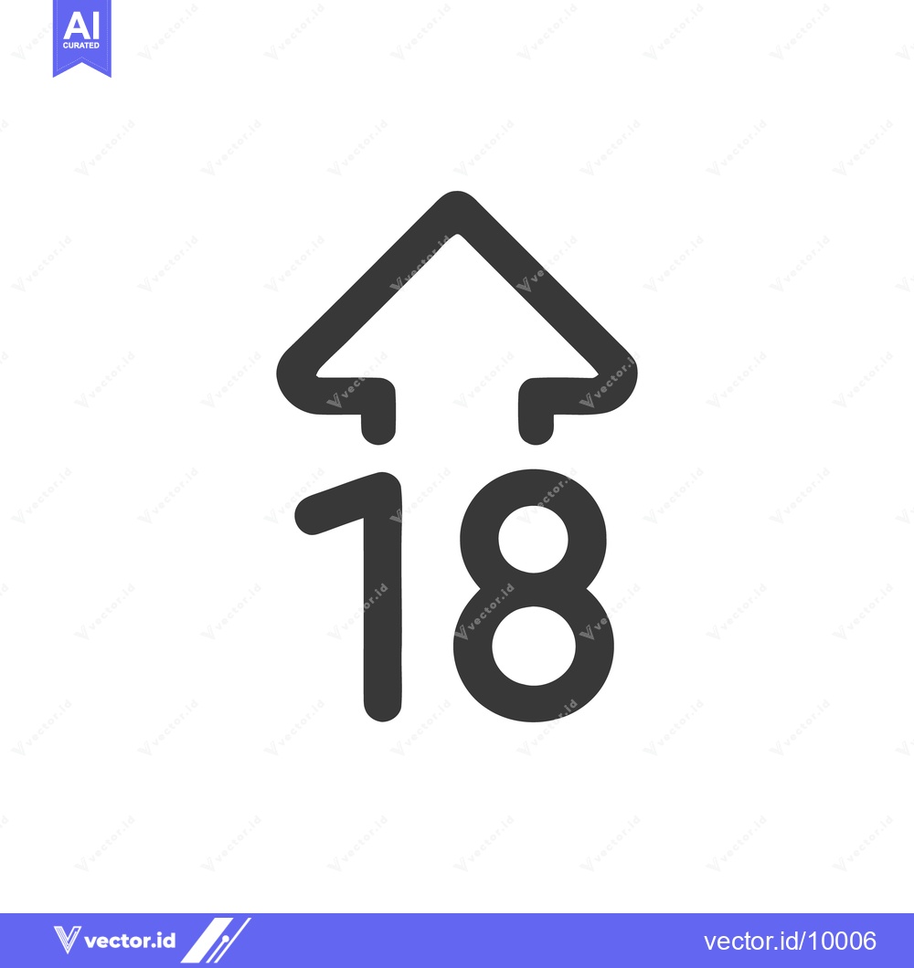 Premium Vector of Upward Arrow with Number 18 Icon