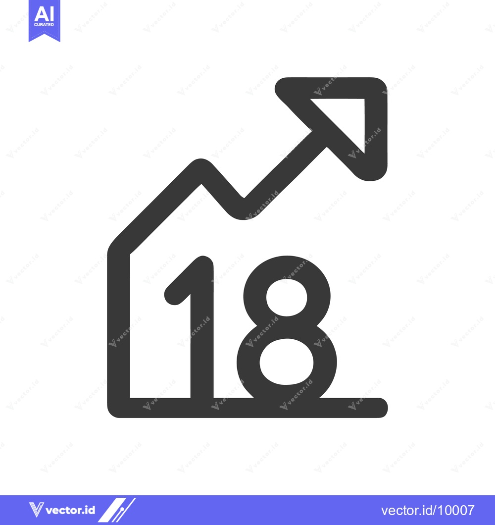 Premium Vector dari Upward Arrow with Number 18 Icon
