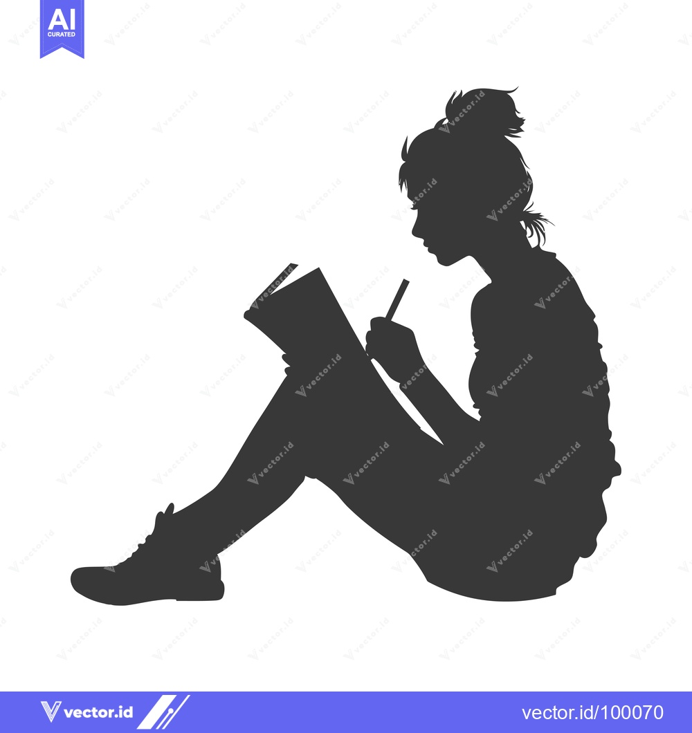 Premium Vector dari Silhouette of a woman writing in a book