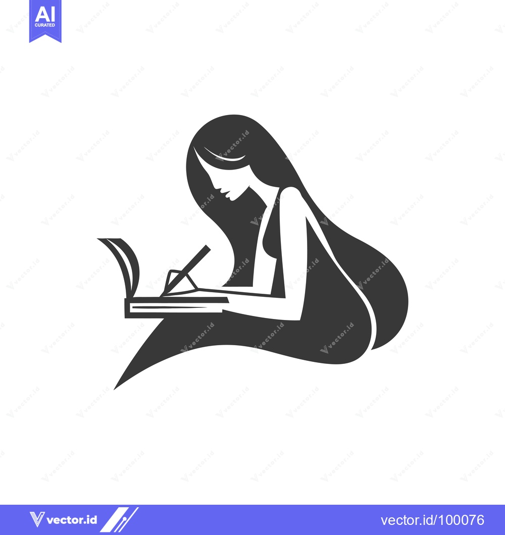 Premium Vector of Silhouette of a Woman Writing in a Notebook
