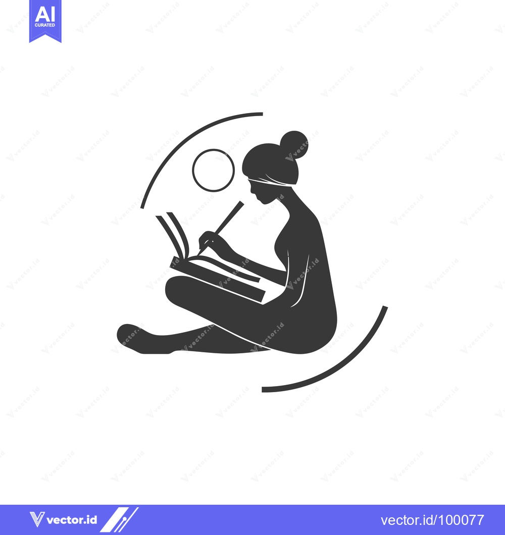 Premium Vector of Silhouette of a Woman Writing in a Notebook