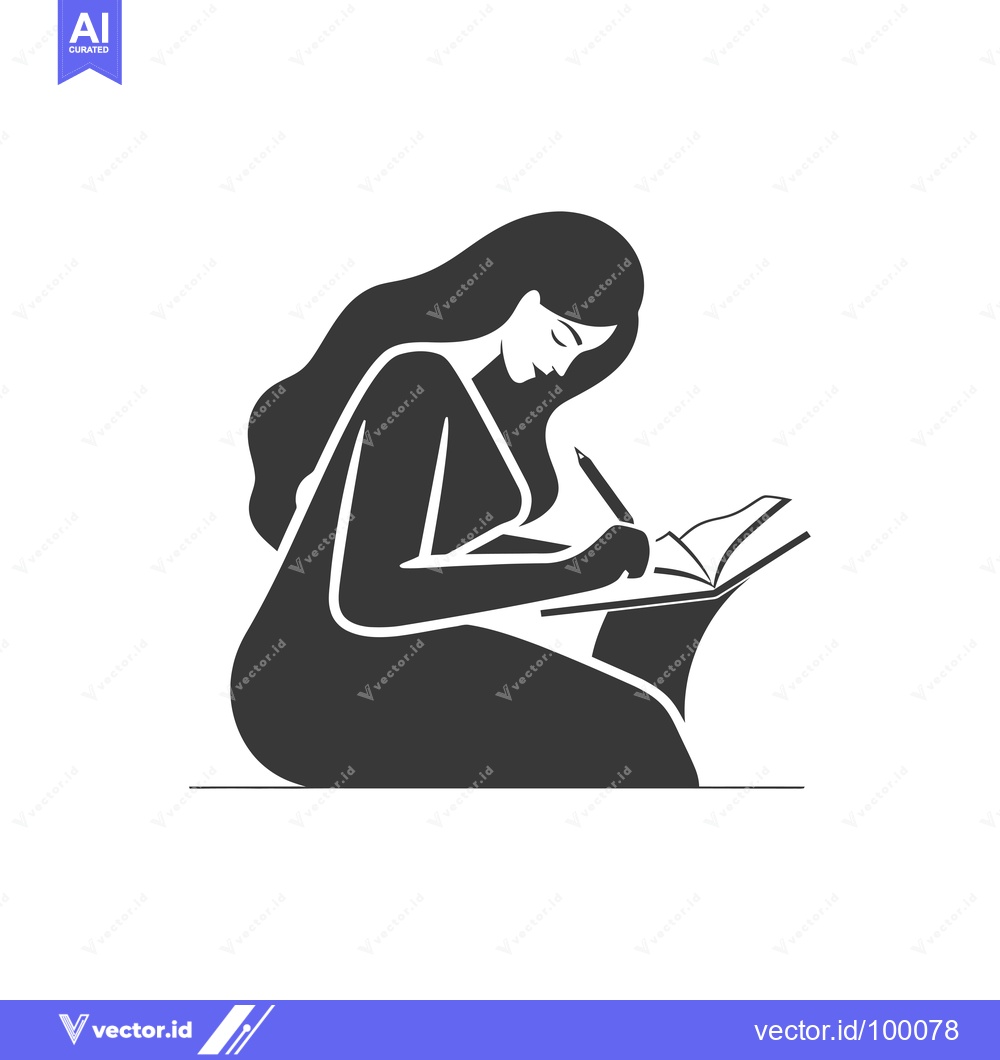 Premium Vector dari Silhouette of a woman writing in a notebook