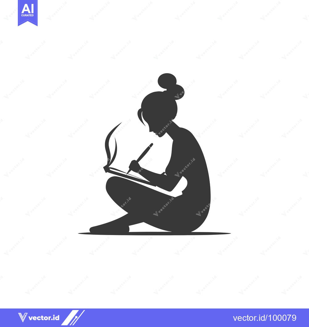 Premium Vector of Silhouette of a Woman Writing in a Notebook