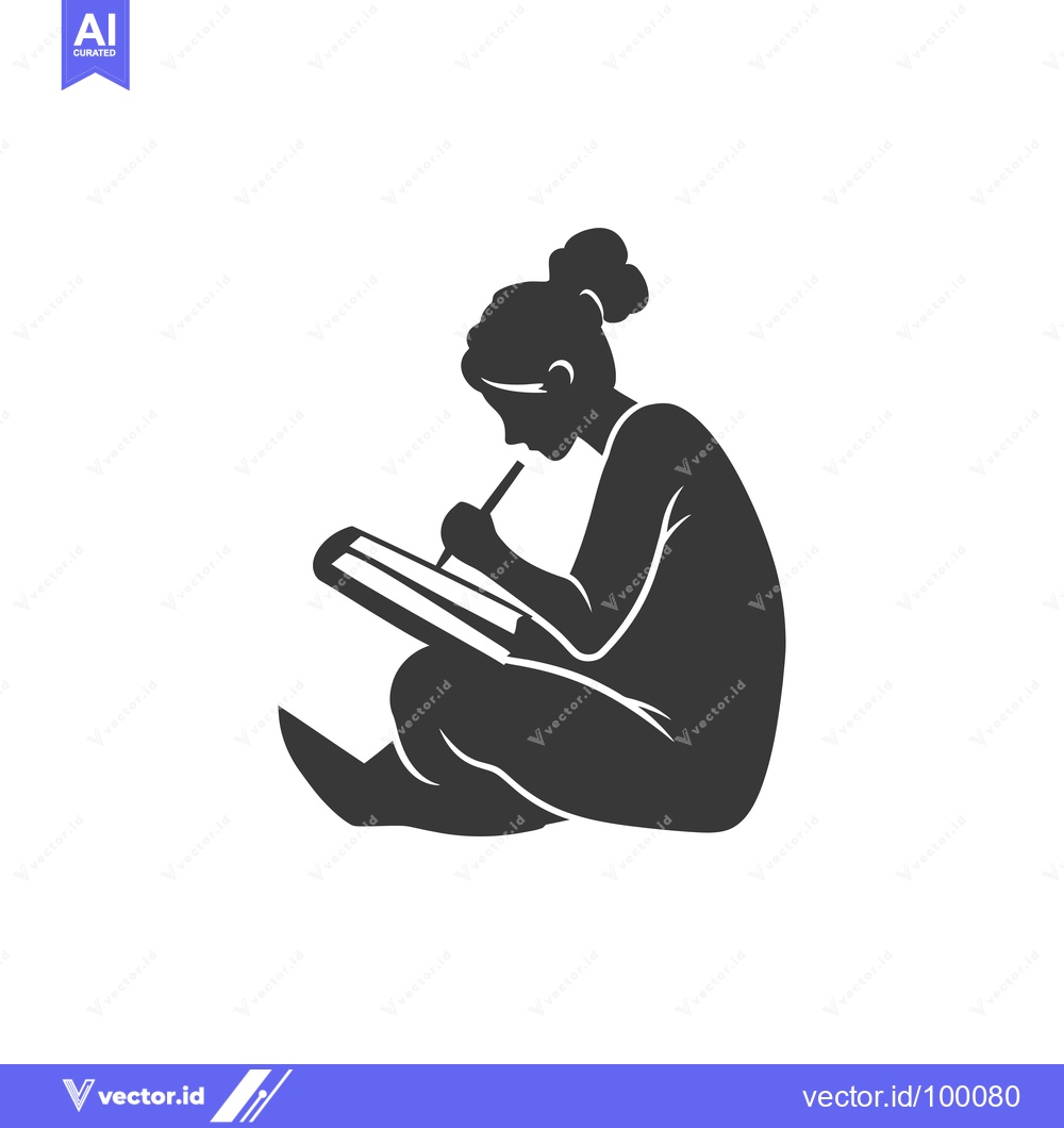 Premium Vector of Silhouette of a woman writing in a notebook