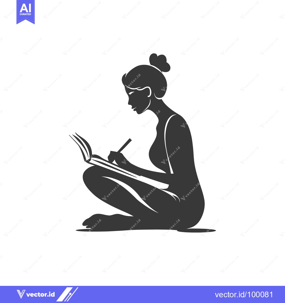 Premium Vector dari Silhouette of a Woman Writing in a Notebook