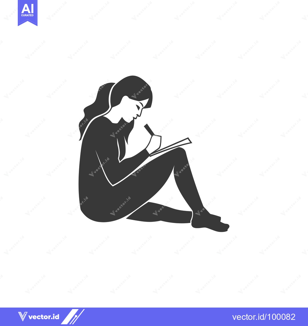 Premium Vector of Silhouette of a Woman Writing in a Notebook