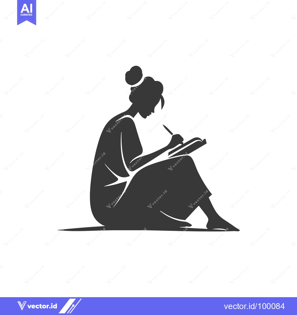 Premium Vector of Silhouette of a Woman Writing in a Notebook