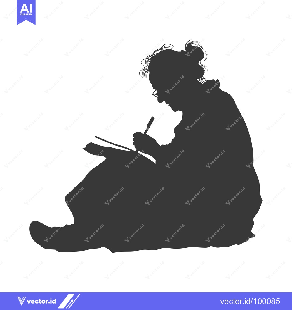 Premium Vector dari Silhouette of a Woman Writing in a Notebook