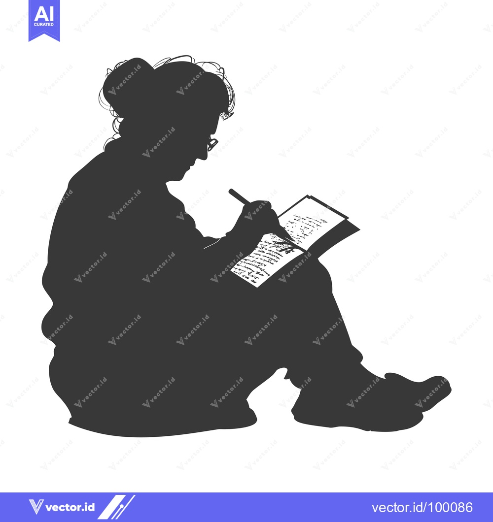 Premium Vector dari Silhouette of a Woman Writing in a Notebook
