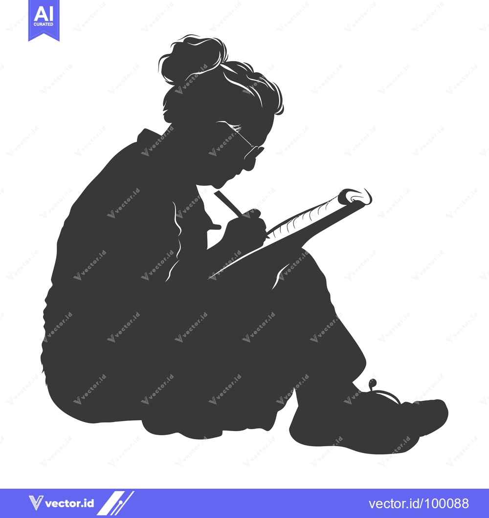 Premium Vector of Silhouette of a Woman Writing in a Notebook