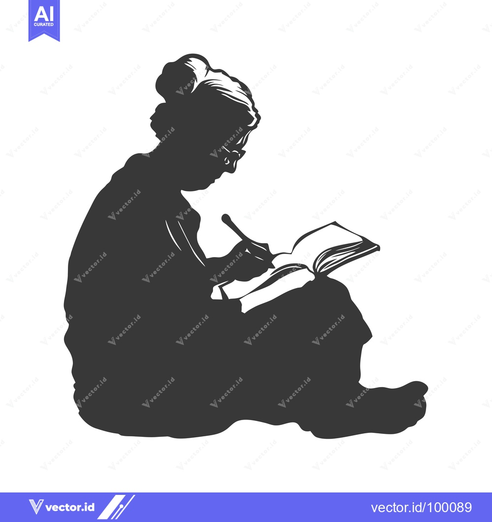 Premium Vector dari Silhouette of a Woman Writing in a Notebook