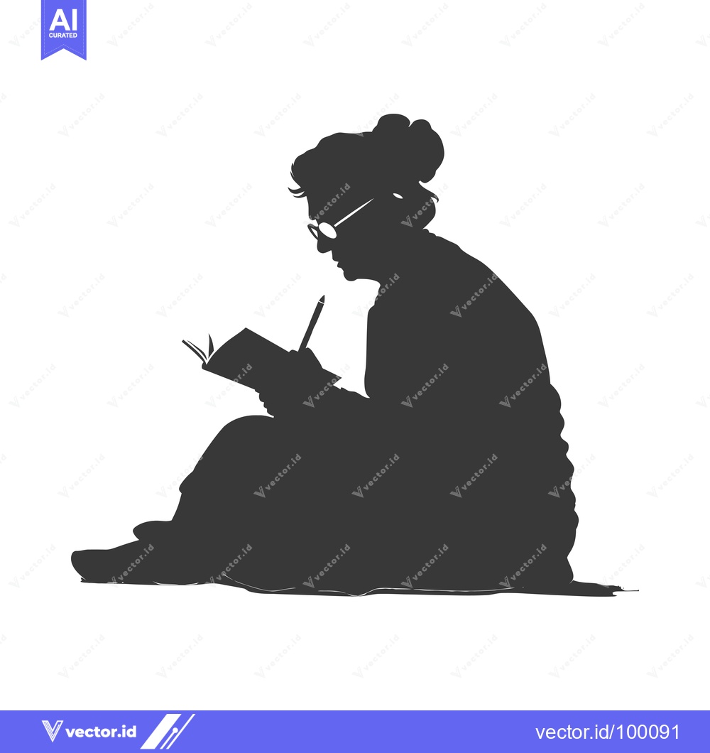 Premium Vector of Silhouette of a Woman Writing in a Notebook