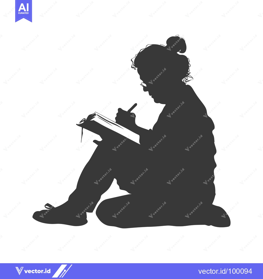 Premium Vector dari Silhouette of a Woman Writing in a Notebook