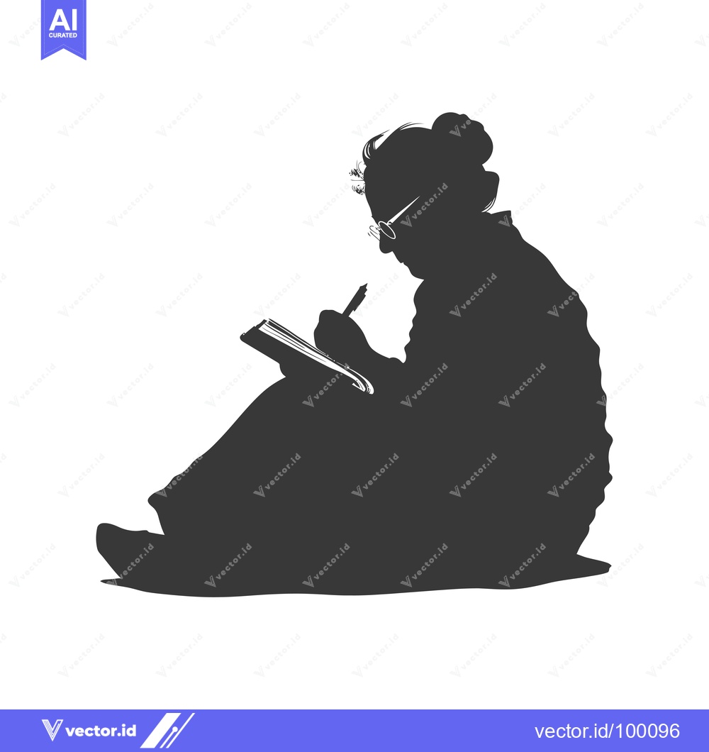 Premium Vector of Silhouette of a Woman Writing in a Notebook