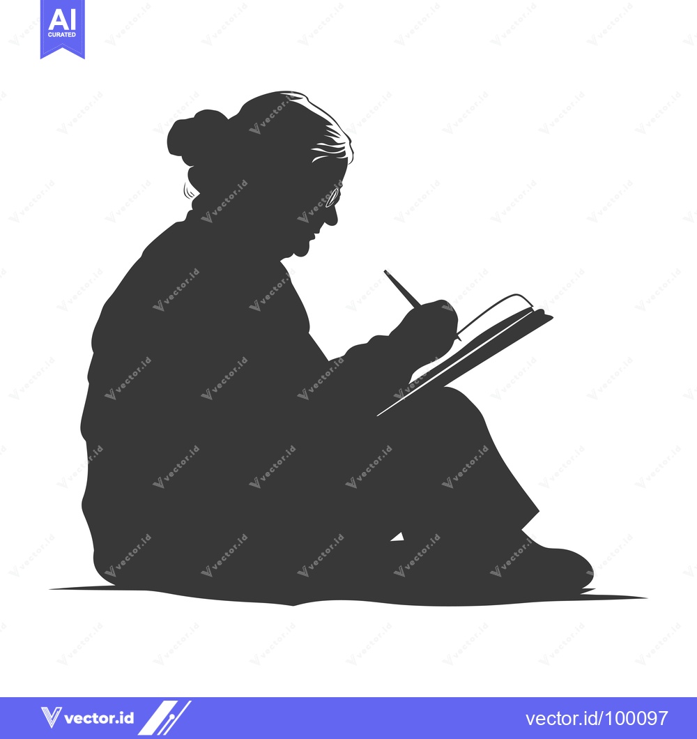 Premium Vector of Silhouette of a Woman Writing in a Notebook