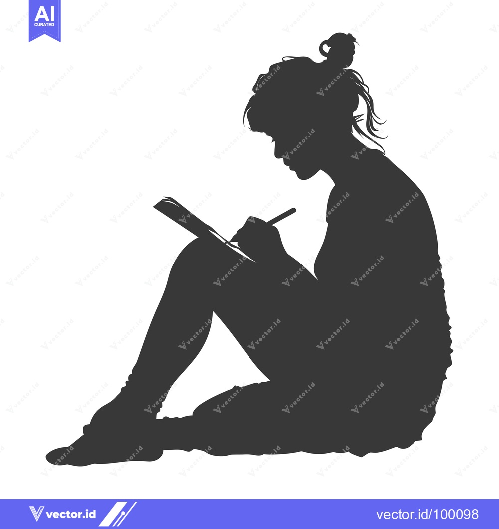 Premium Vector of Silhouette of a Woman Writing in a Notebook