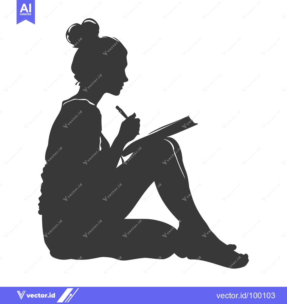 Premium Vector of Silhouette of a Woman Writing in a Notebook