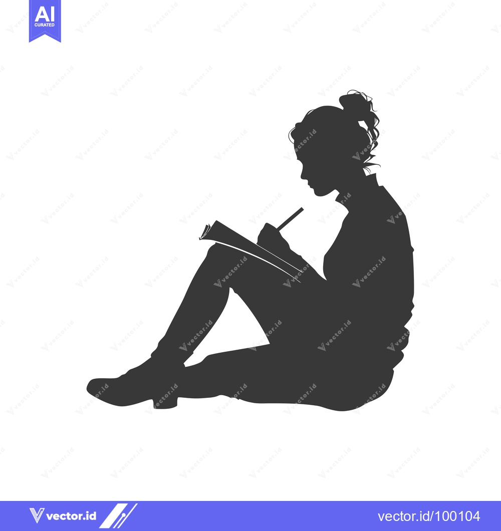 Premium Vector of Silhouette of a Woman Writing in a Notebook