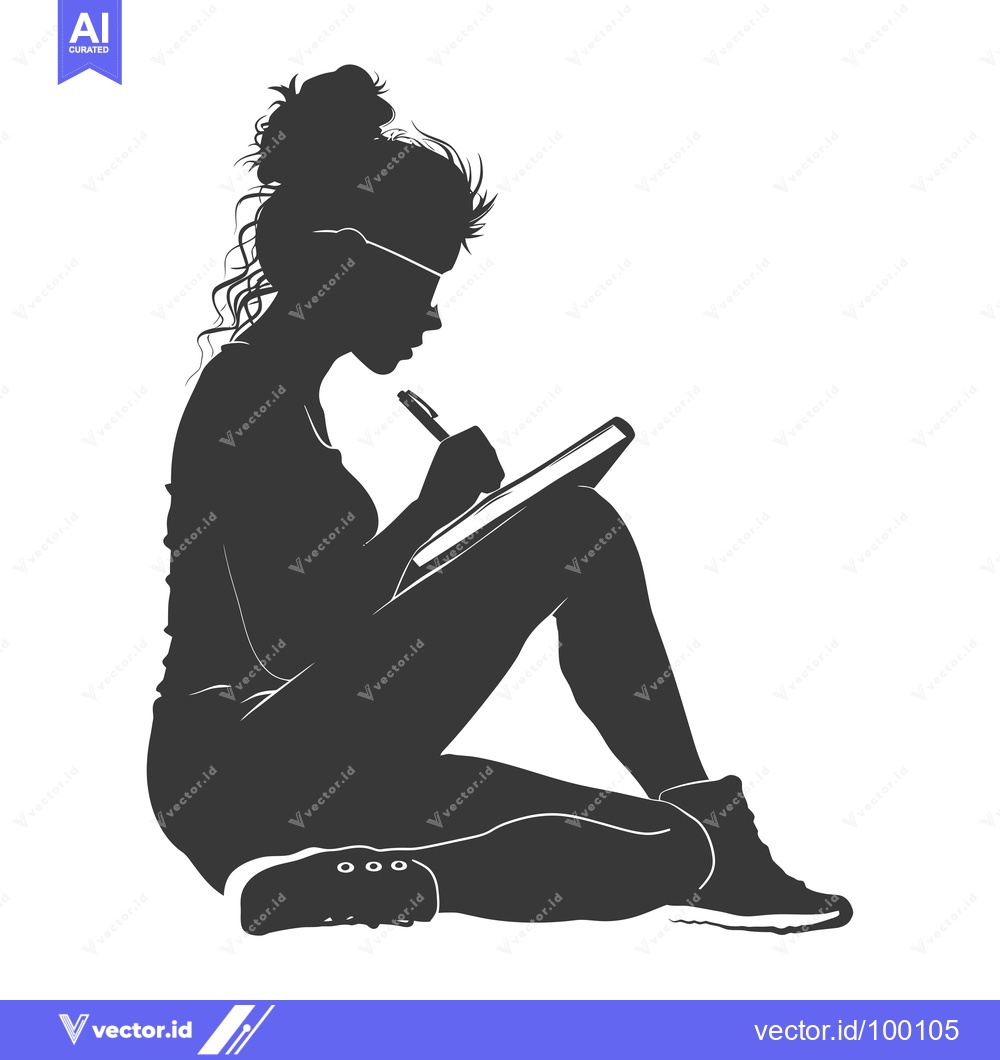 Premium Vector of Silhouette of a Woman Writing in a Notebook
