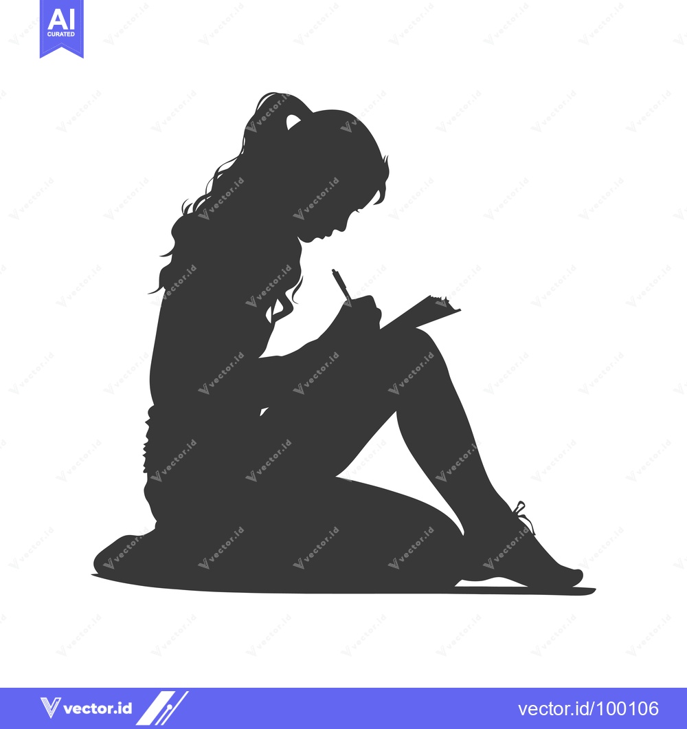 Premium Vector of Silhouette of a Woman Writing in a Notebook