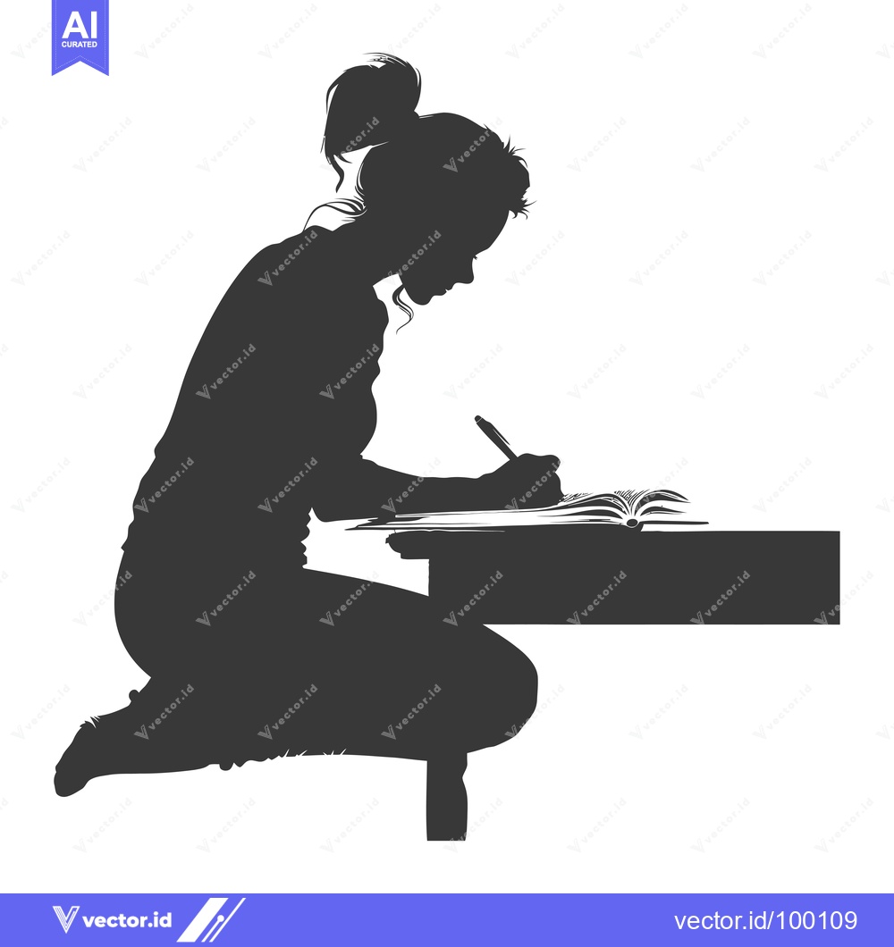 Premium Vector of Silhouette of a Woman Writing in a Notebook