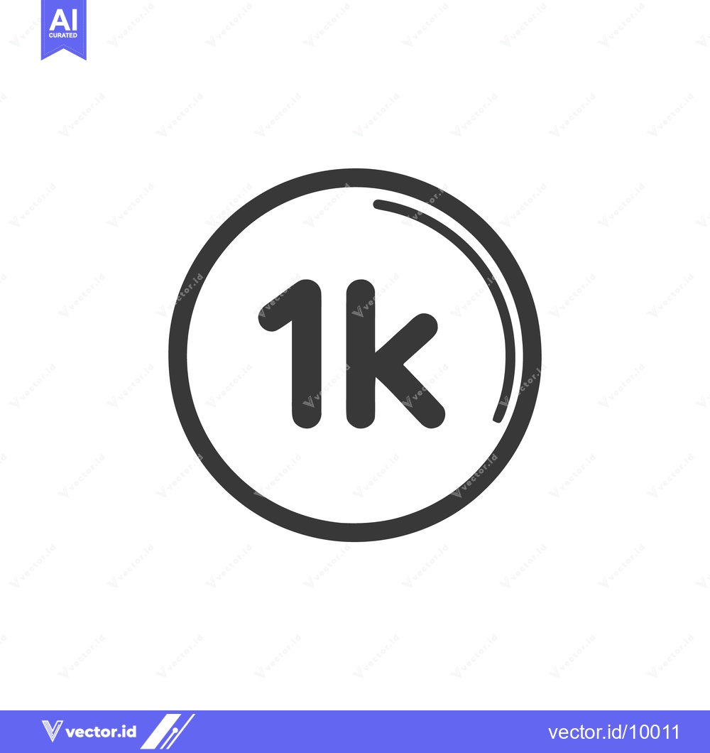Premium Vector dari Minimalist 1K Icon: Rounded Symbol for Achievement, Milestone, or Soci