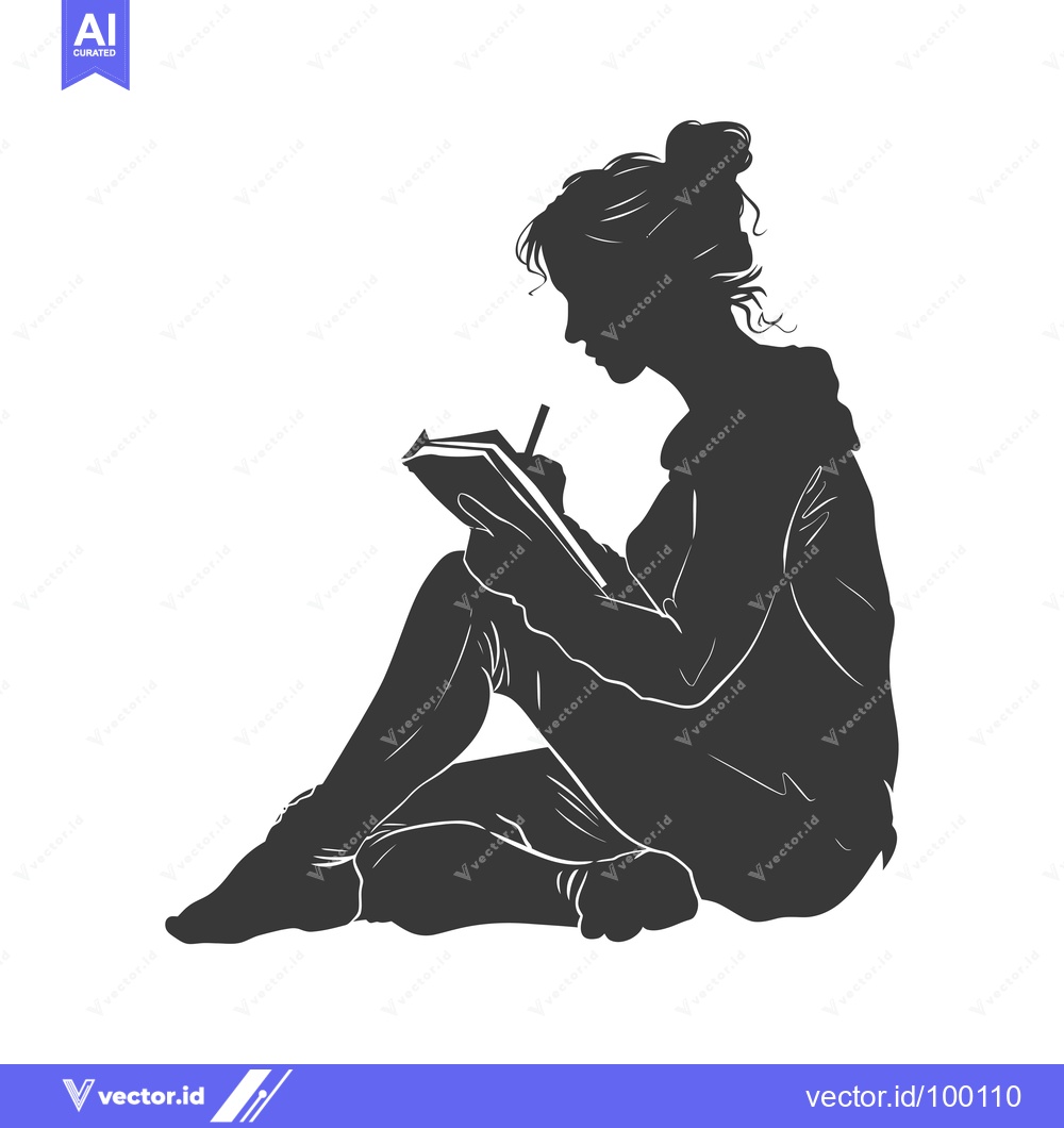 Premium Vector of Silhouette of a Woman Writing in a Notebook