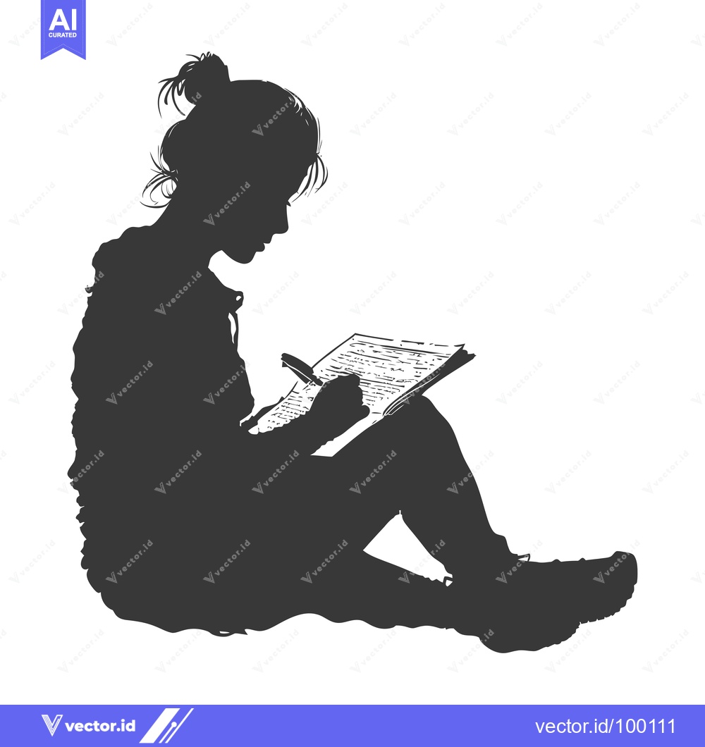 Premium Vector of Silhouette of a Woman Writing in a Notebook