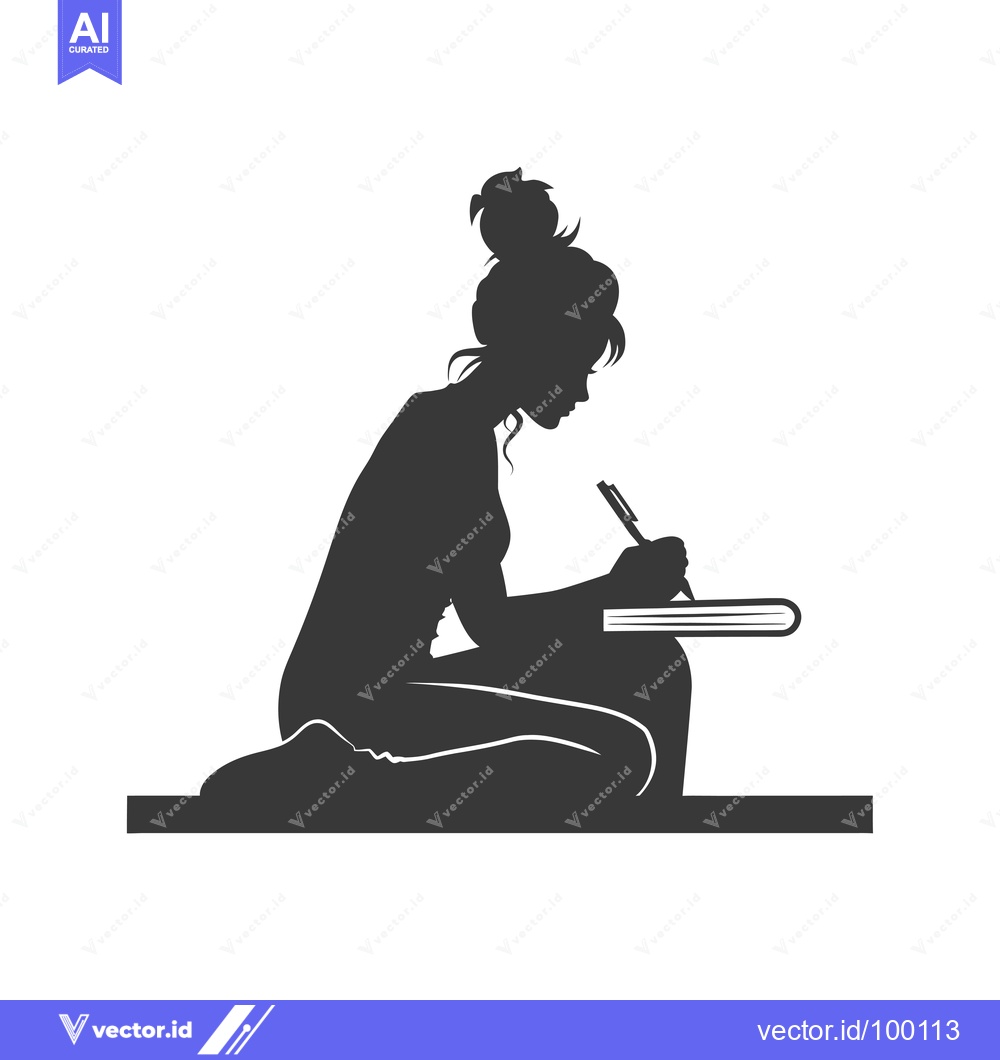Premium Vector of Silhouette of a Woman Writing in a Notebook