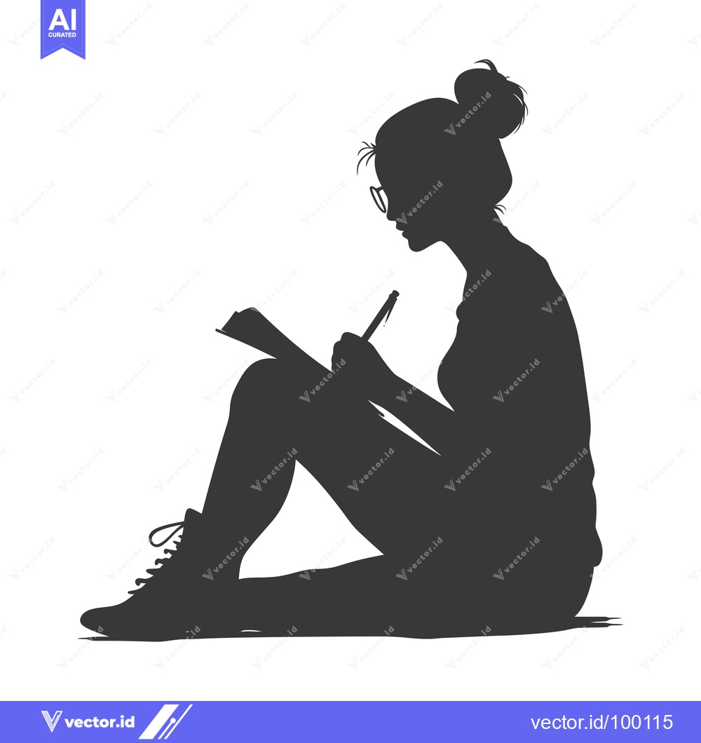 Premium Vector of Silhouette of a Woman Writing in a Notebook