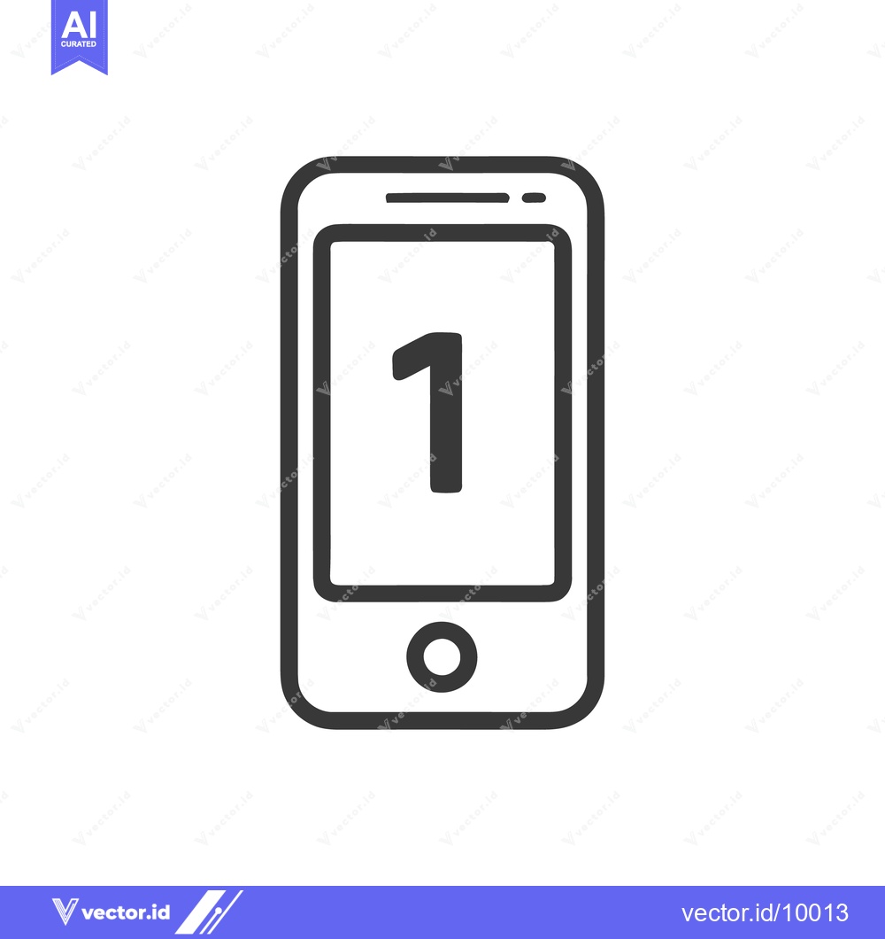 Premium Vector dari Minimalist Phone Icon with Number One on Screen, Outline Style