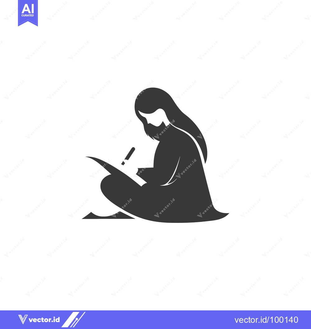 Premium Vector dari Silhouette of a Woman Writing or Drawing