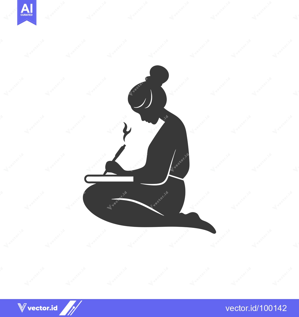 Premium Vector of Silhouette of a woman writing with a pen