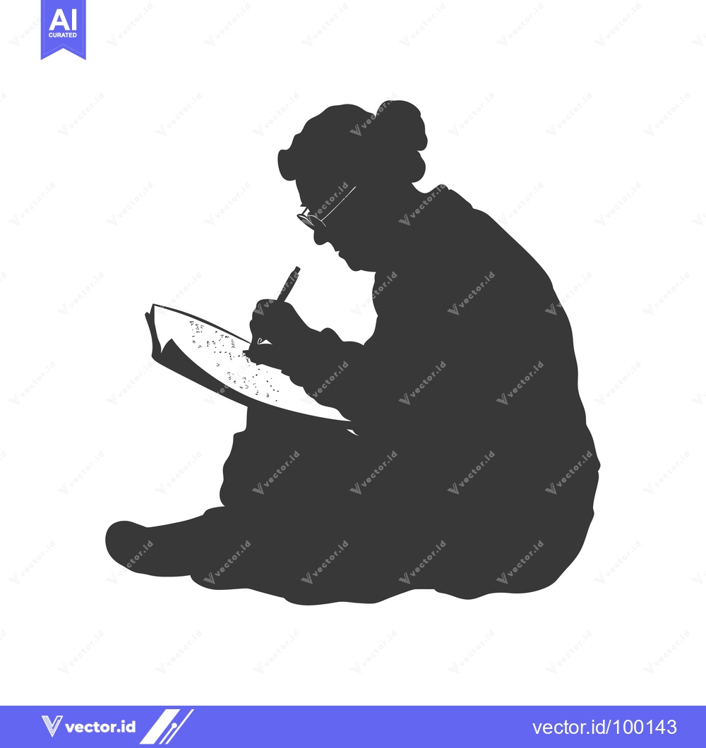 Premium Vector dari Silhouette of a Woman Writing with a Pen and Glasses