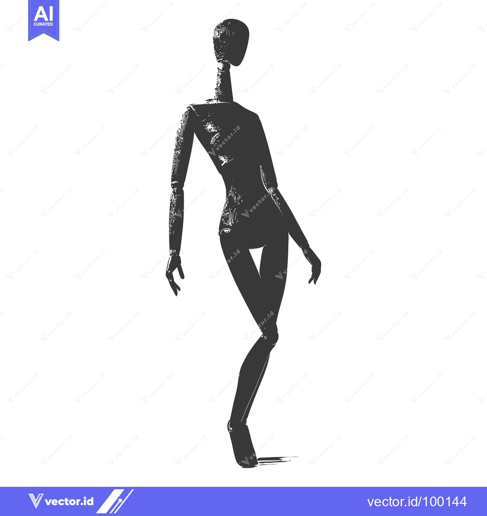 Premium Vector of Silhouette of a Wooden Mannequin in a Pose