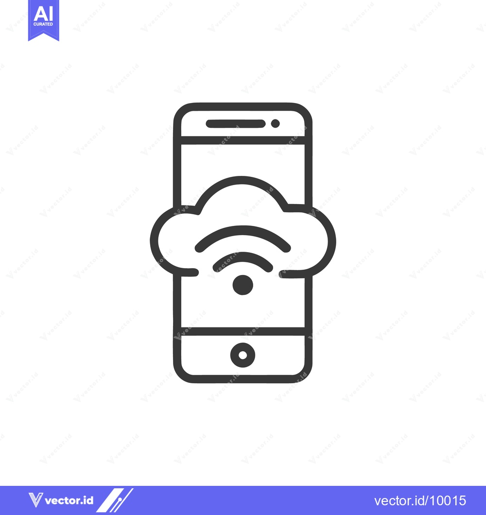 Premium Vector dari Smartphone Cloud Computing: Minimalist Line Art Icon of Wireless Data