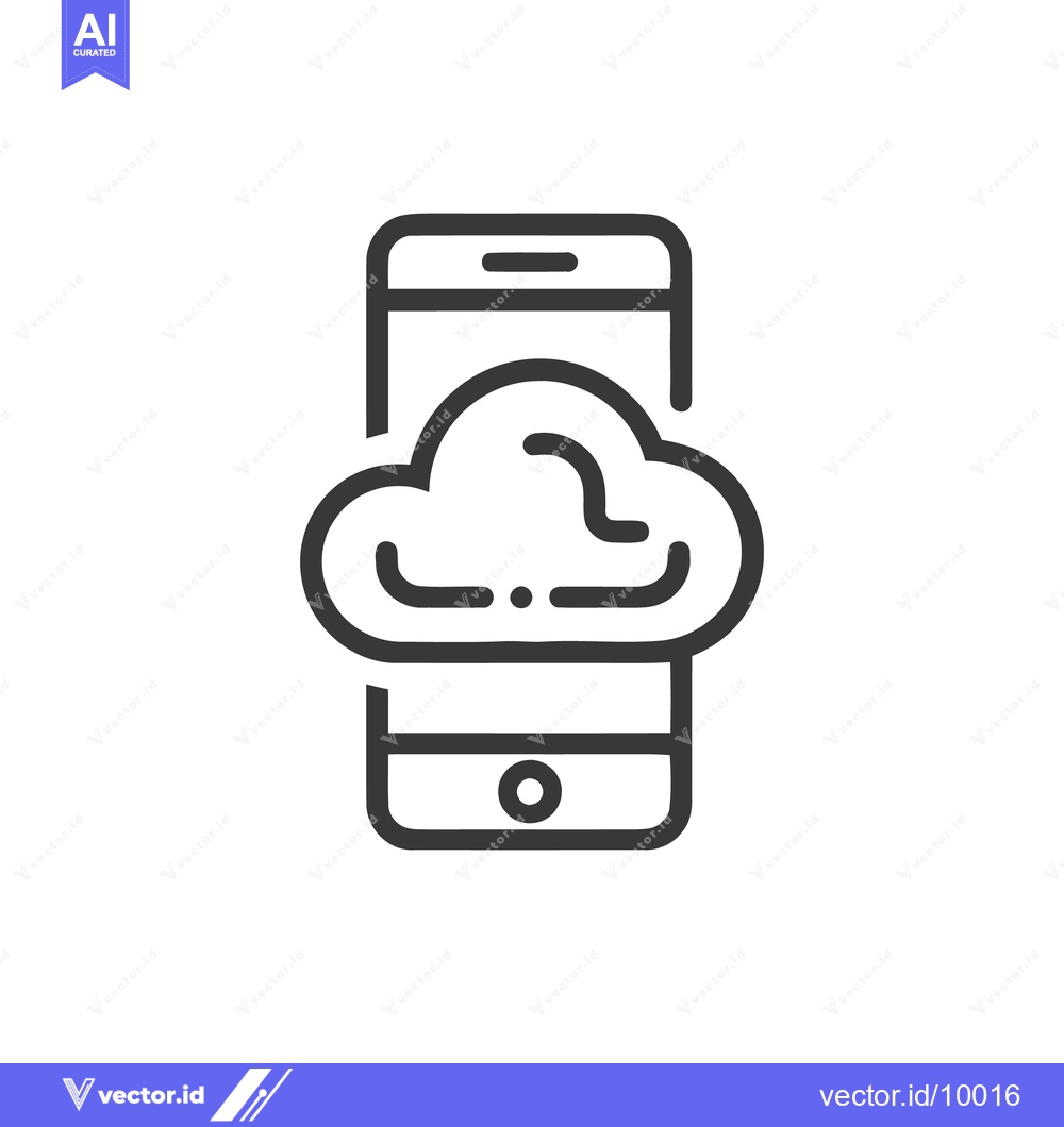 Premium Vector dari Cloud Data Storage on Smartphone: Minimalist Line Art Icon